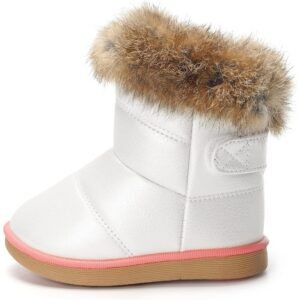 Toddler Girls Winter Snow Boots, Warm Faux Fur Lined Outdoor Boots