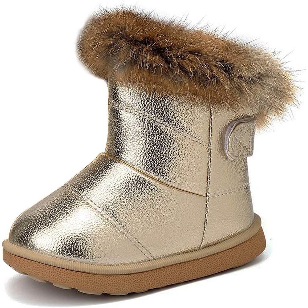 b081mvdjyz 10 Toddler Girls Winter Snow Boots, Warm Faux Fur Lined Outdoor Boots
