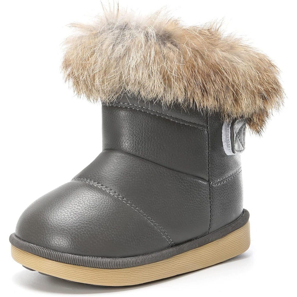 b081mvdjyz 11 Toddler Girls Winter Snow Boots, Warm Faux Fur Lined Outdoor Boots