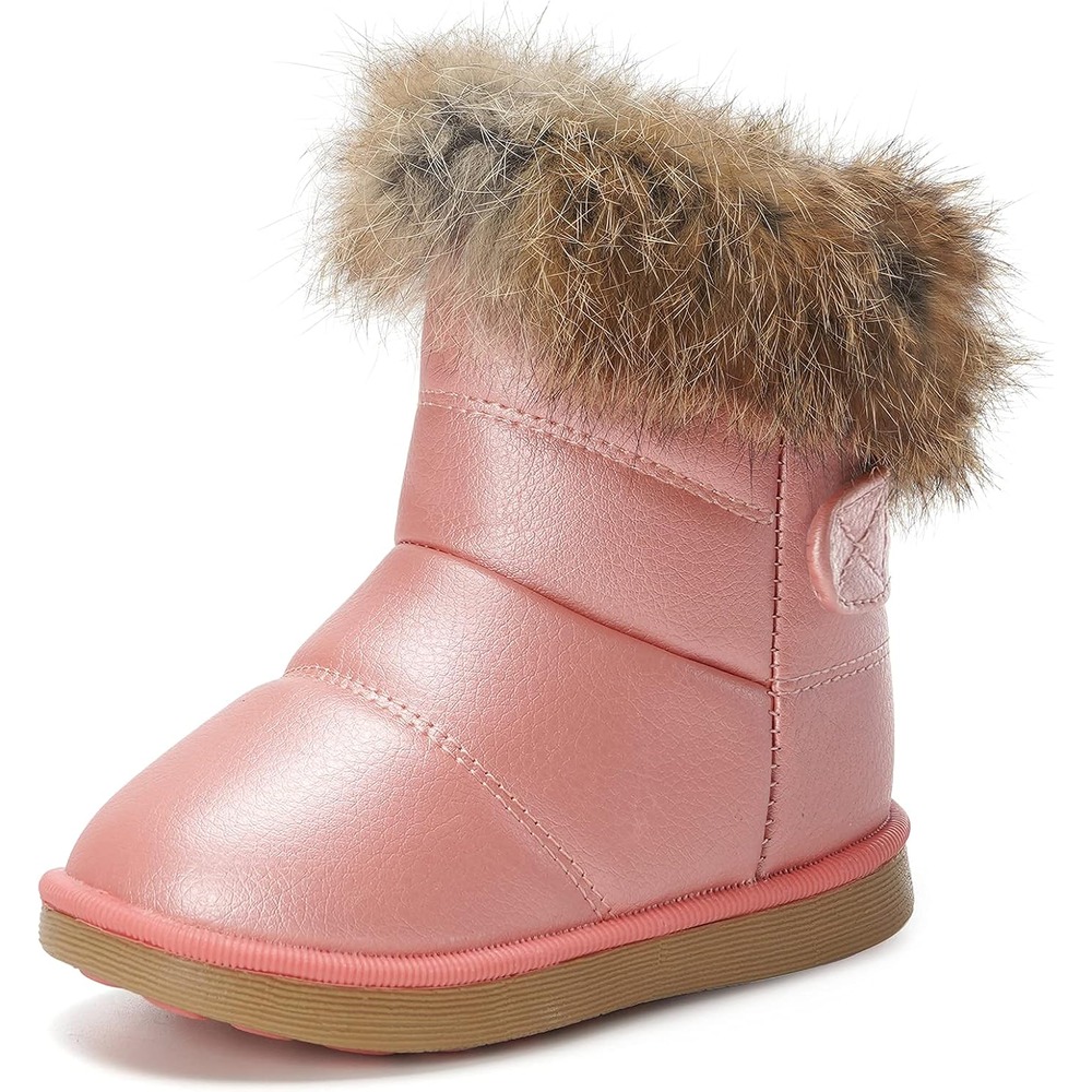 b081mvdjyz 12 Toddler Girls Winter Snow Boots, Warm Faux Fur Lined Outdoor Boots