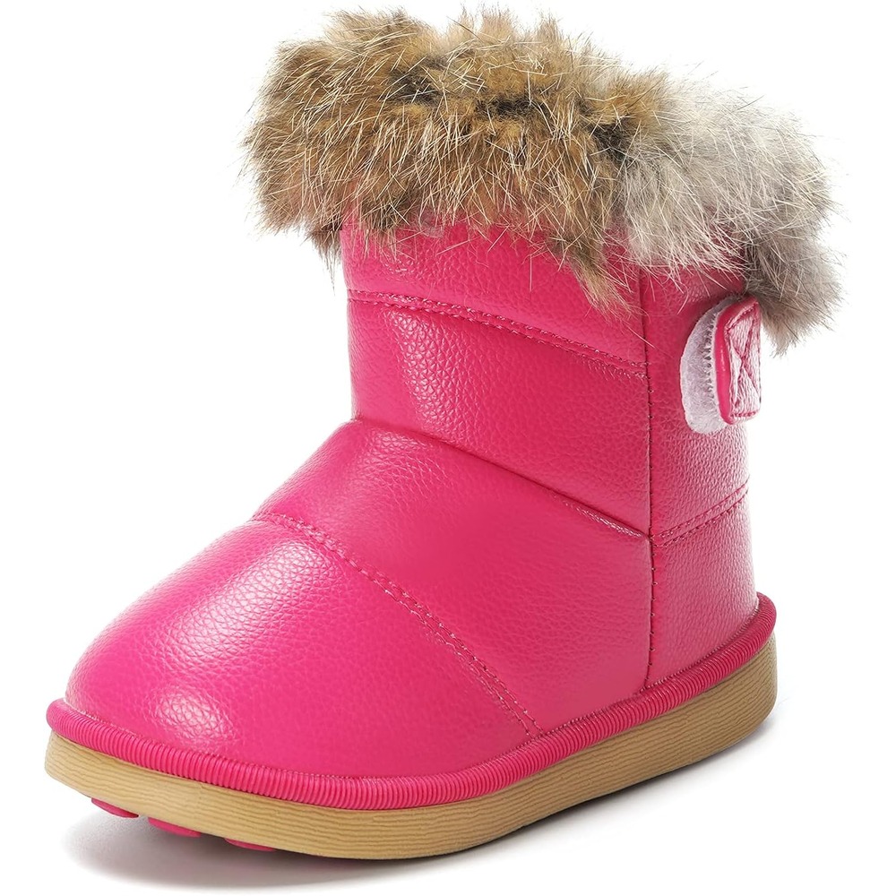 b081mvdjyz 13 Toddler Girls Winter Snow Boots, Warm Faux Fur Lined Outdoor Boots