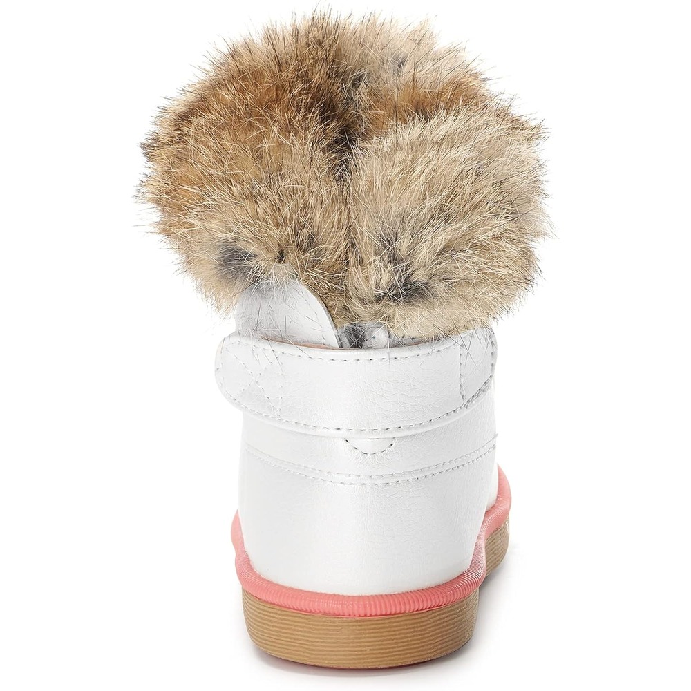 b081mvdjyz 2 Toddler Girls Winter Snow Boots, Warm Faux Fur Lined Outdoor Boots