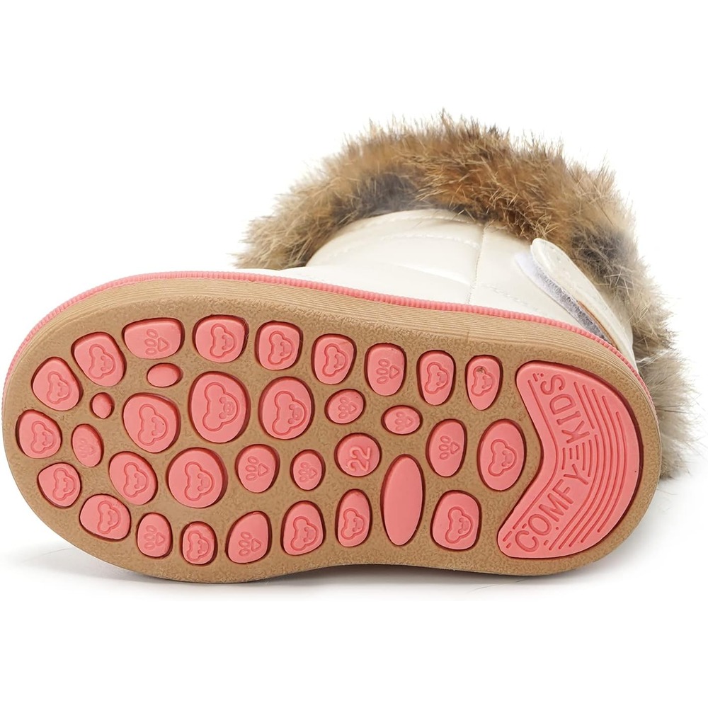 b081mvdjyz 4 Toddler Girls Winter Snow Boots, Warm Faux Fur Lined Outdoor Boots