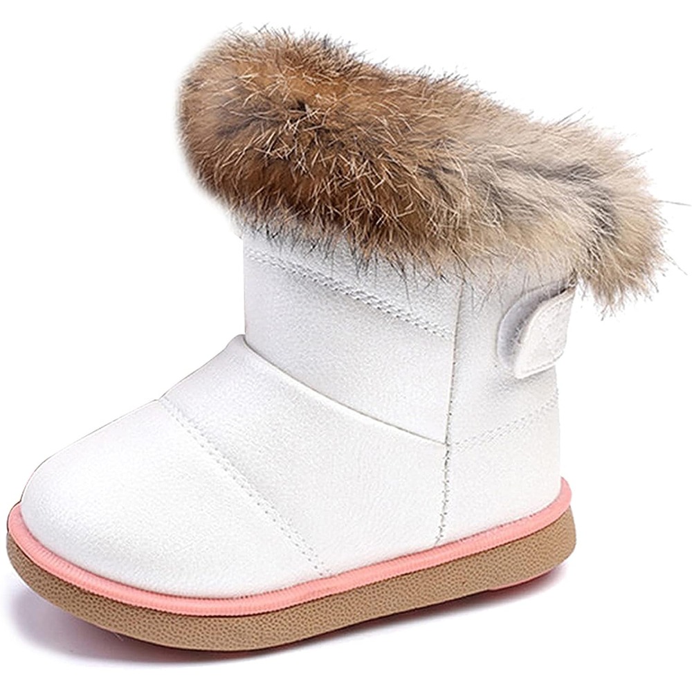 b081mvdjyz 5 Toddler Girls Winter Snow Boots, Warm Faux Fur Lined Outdoor Boots