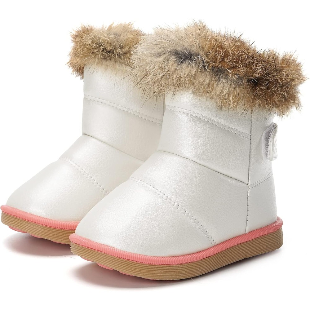 b081mvdjyz 6 Toddler Girls Winter Snow Boots, Warm Faux Fur Lined Outdoor Boots
