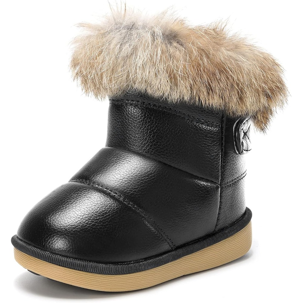 b081mvdjyz 7 Toddler Girls Winter Snow Boots, Warm Faux Fur Lined Outdoor Boots