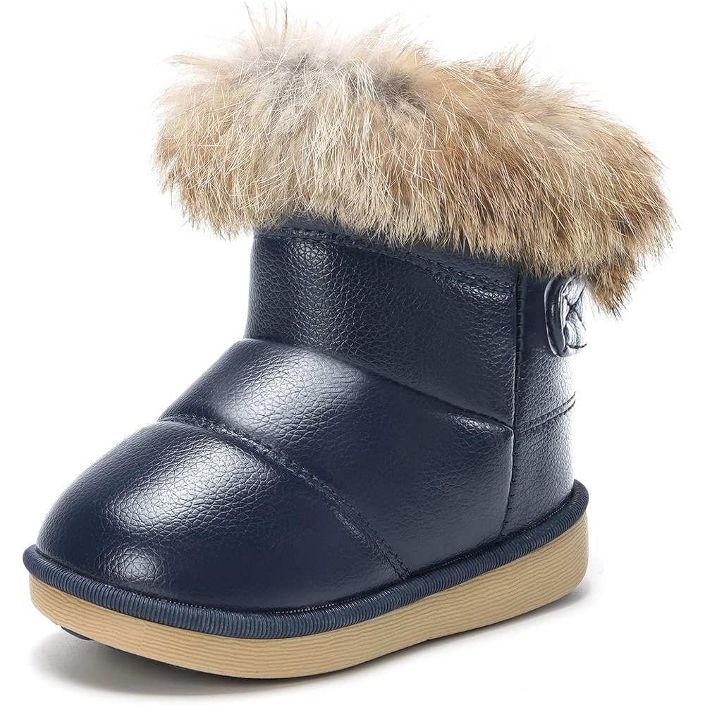b081mvdjyz 8 Toddler Girls Winter Snow Boots, Warm Faux Fur Lined Outdoor Boots