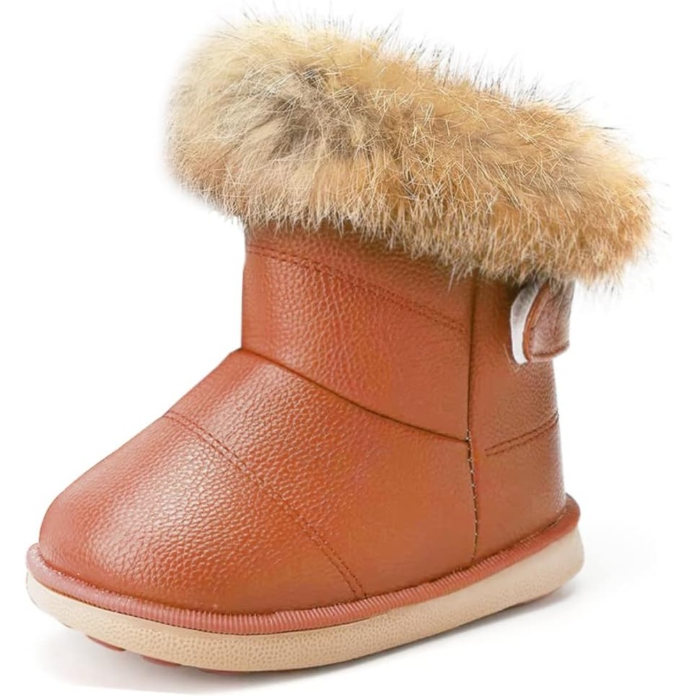 b081mvdjyz 9 Toddler Girls Winter Snow Boots, Warm Faux Fur Lined Outdoor Boots