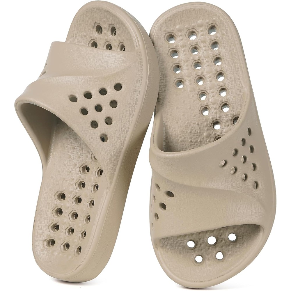 b0f6lm4s25 11 Kids Shower Shoes Pool Slides, Quick-Dry Non-Slip Bathroom Sandals with Cushioned Footbed