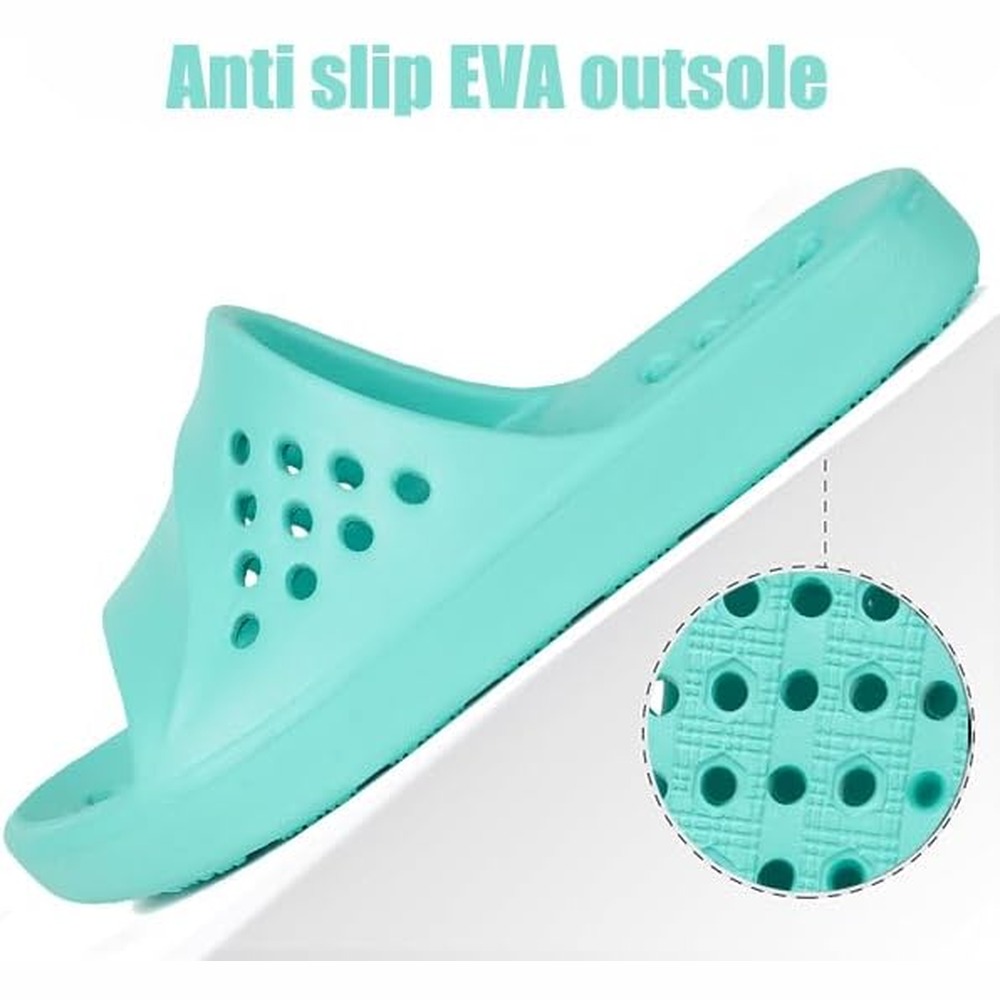 b0f6lm4s25 6 Kids Shower Shoes Pool Slides, Quick-Dry Non-Slip Bathroom Sandals with Cushioned Footbed
