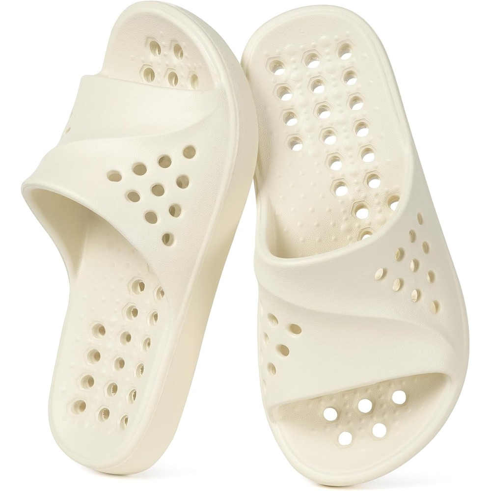 b0f6lm4s25 7 Kids Shower Shoes Pool Slides, Quick-Dry Non-Slip Bathroom Sandals with Cushioned Footbed