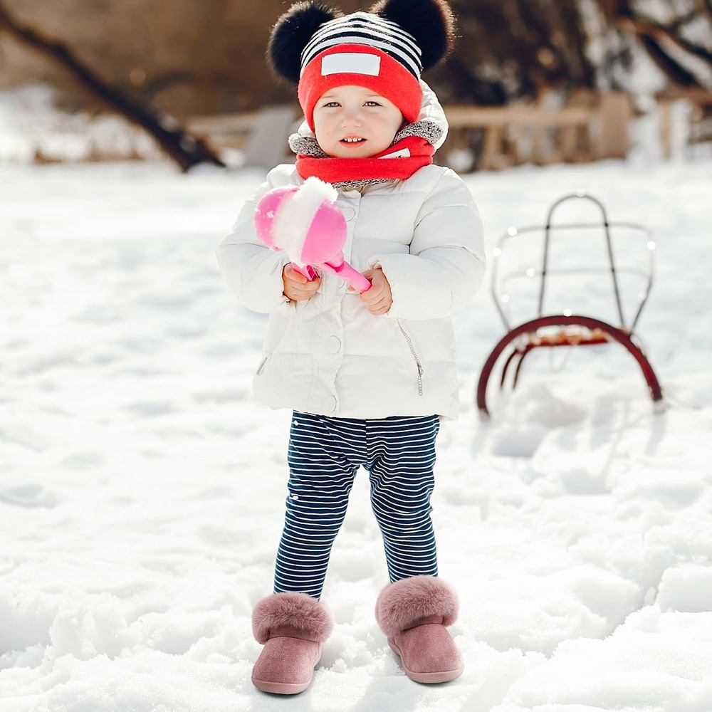 b0fmdrbc2w 2 Infant & Toddler Snow Boots, Soft Sole Anti-Slip Faux Fur Winter Booties
