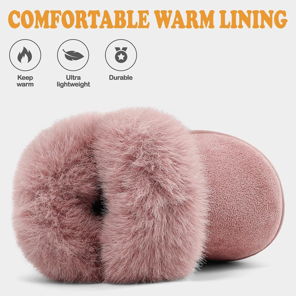 b0fmdrbc2w 4 Infant & Toddler Snow Boots, Soft Sole Anti-Slip Faux Fur Winter Booties