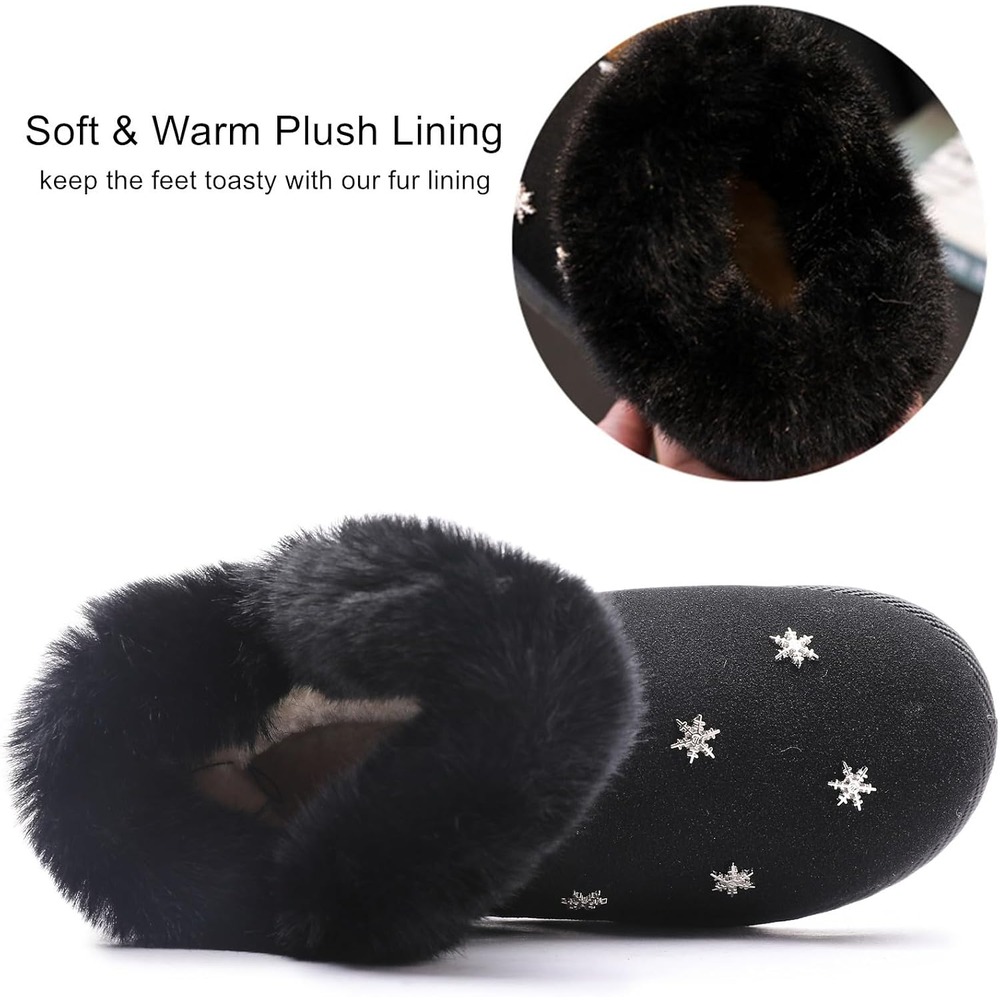 b0fwc3fdg4 3 Kids Suede Snow Boots, Fur Lined Slip-On Winter Boots for Boys & Girls